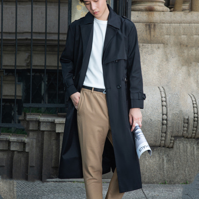 Herren Taillierter Trenchcoat aus wasserabweisendem Twill mit doppelreihiger Knopfleiste Shop Nory