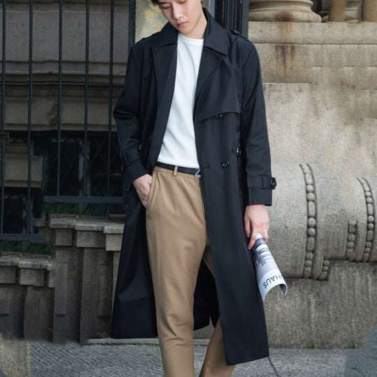 Herren Taillierter Trenchcoat aus wasserabweisendem Twill mit doppelreihiger Knopfleiste Shop Nory