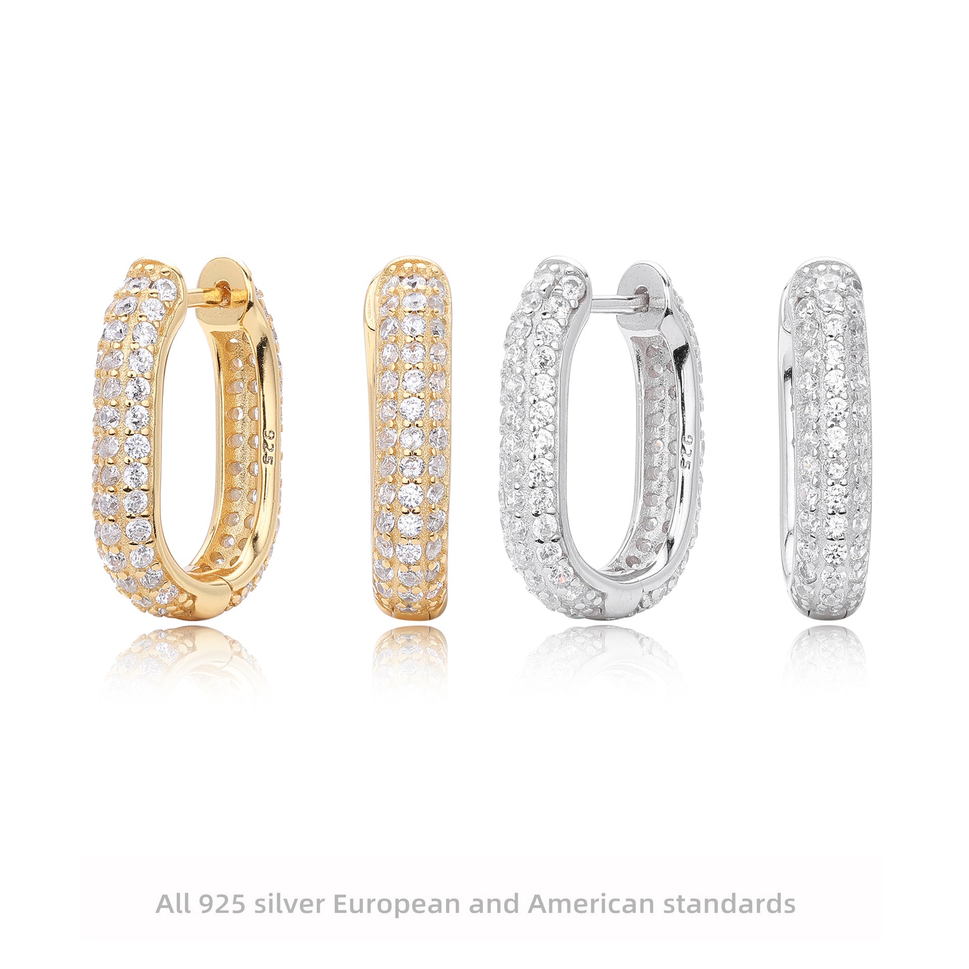 Damen Glamouröse Creolenohrringe aus 925 Sterling Silber mit funkelnden Zirkonia Shop Nory