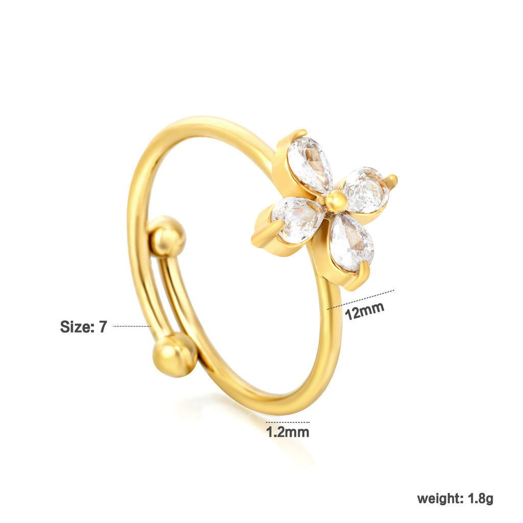 Damen Ring mit floralem Design und funkelnden Zirkonia Shop Nory