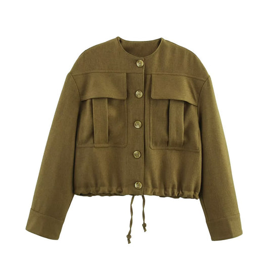 Damen Cropped Fieldjacke mit aufgesetzten Pattentaschen und Kordelzug Shop Nory