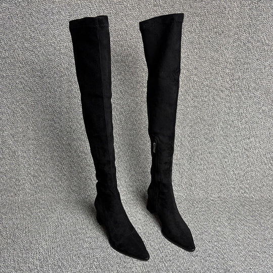 Damen Overknee‑Stiefel mit spitzer Zehenpartie, elastischem Schaft und sculpted Blockabsatz Shop Nory