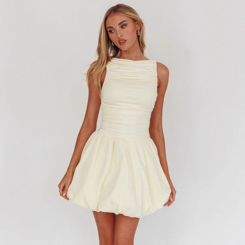 Damen Elegant eingeräumtes Cocktailkleid mit voluminösem Rock Shopnory