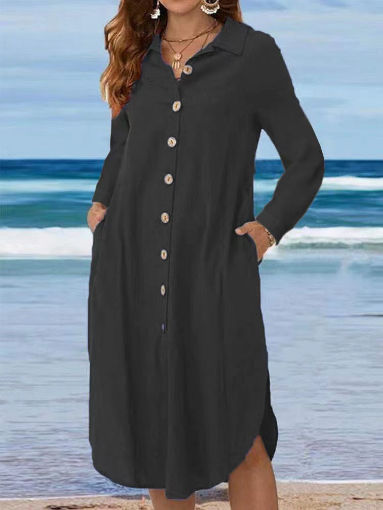 Damen Hemdkleid mit Knopfleiste und Seitenschlitzen Shop Nory