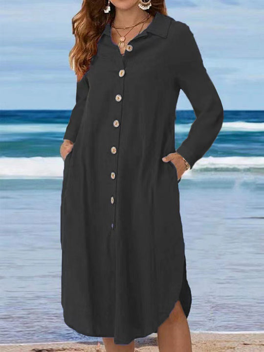 Damen Hemdkleid mit Knopfleiste und Seitenschlitzen Shop Nory
