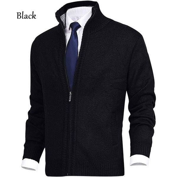 Herren Strickjacke mit Stehkragen und Reißverschluss