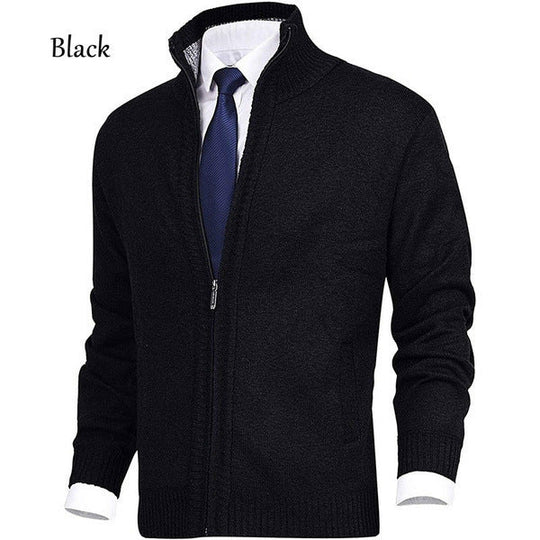 Herren Strickjacke mit Stehkragen und Reißverschluss