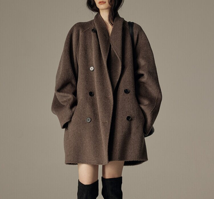 Damen Modische Oversized Wool-Mantel Shop Nory