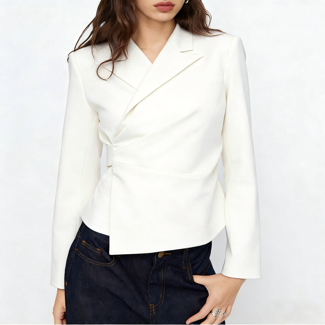 Damen Taillierter Wickel-Blazer mit drapierter Peplum-Silhouette Shop Nory