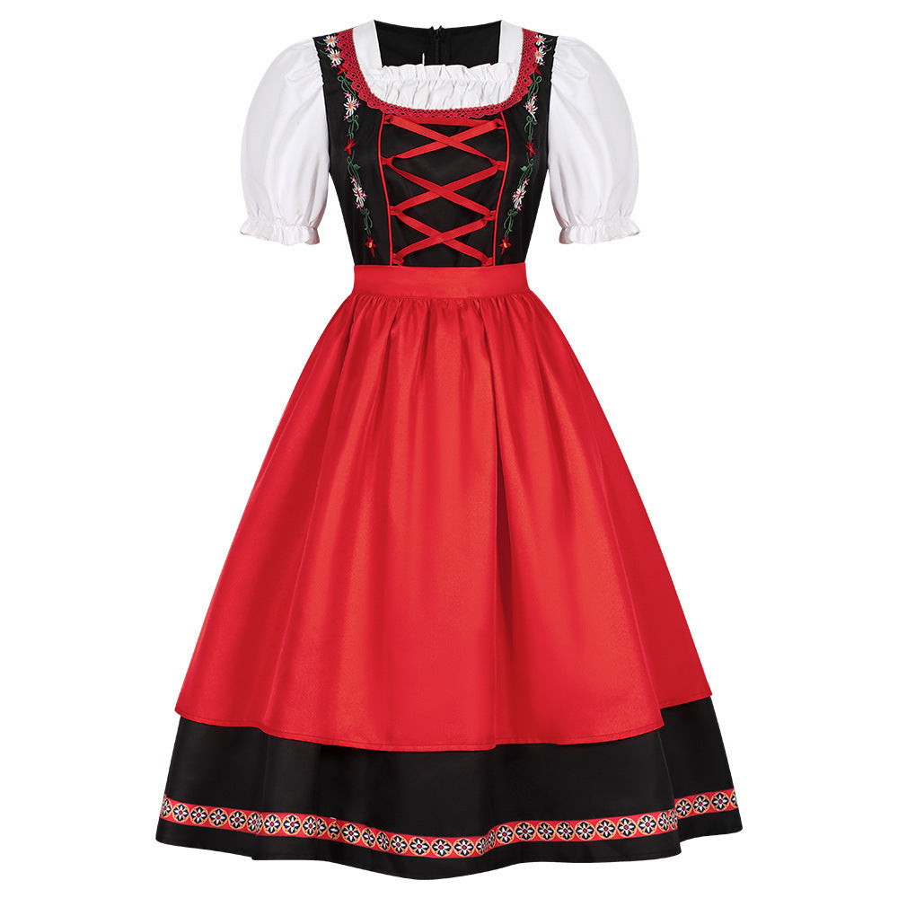 Damen nan traditionelles Dirndlkleid mit besticktem Mieder, Puffärmeln und Schürze Shop Nory