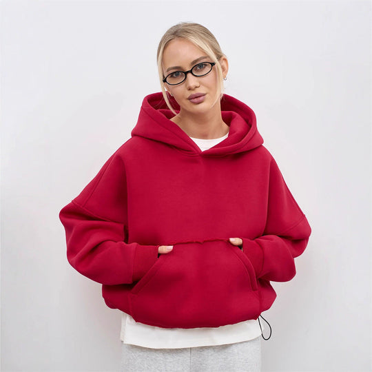 Damen lässiger Oversize-Hoodie mit Kängurutasche und weichem Innenfutter