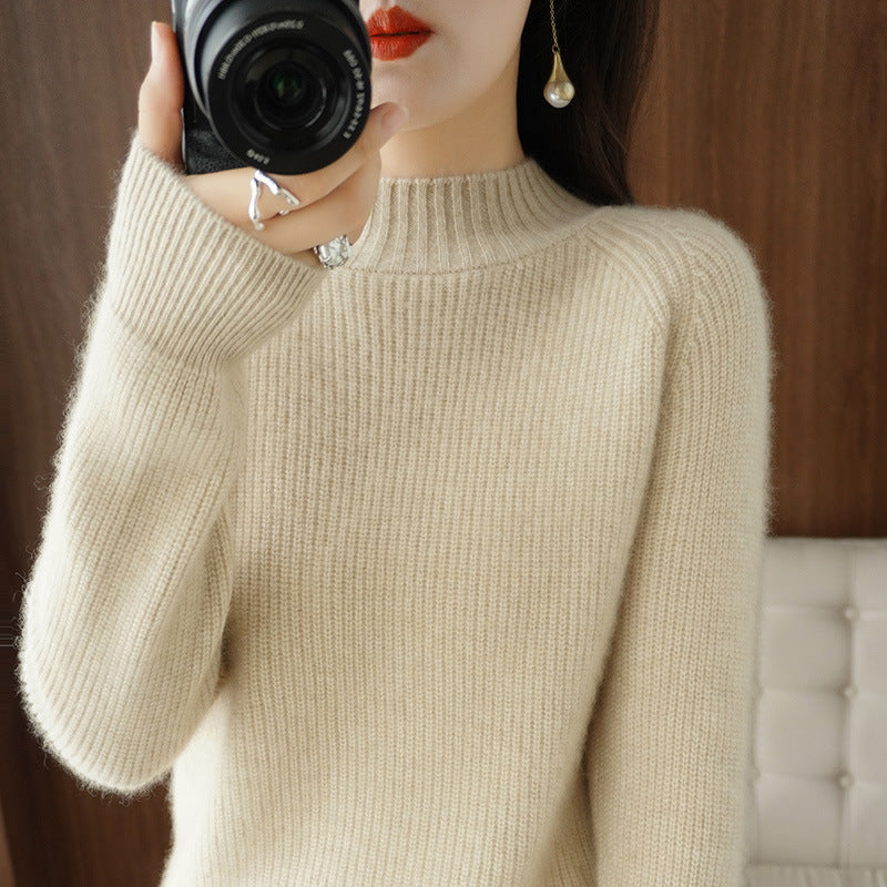Damen Kurz-Stehkragenpullover aus feinem Feinstrick mit kaschmirähnlicher Weichheit und Raglanärmeln Shop Nory