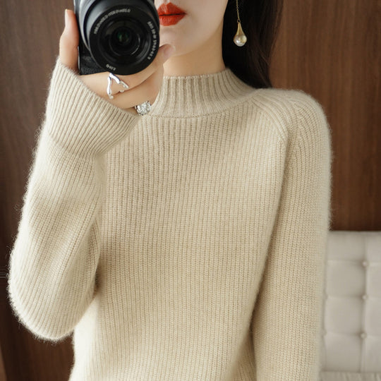 Damen Kurz-Stehkragenpullover aus feinem Feinstrick mit kaschmirähnlicher Weichheit und Raglanärmeln Shop Nory