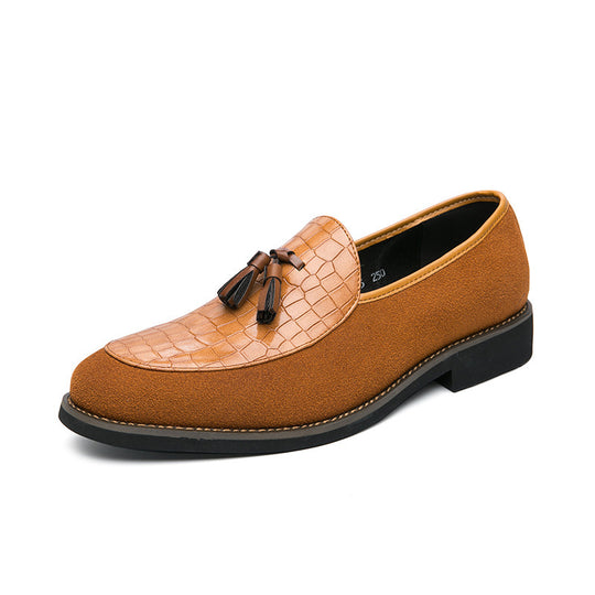 Herren eleganter Quasten-Loafer mit kroko-geprägtem Lederblatt und weichem Veloursaußenmaterial Shop Nory