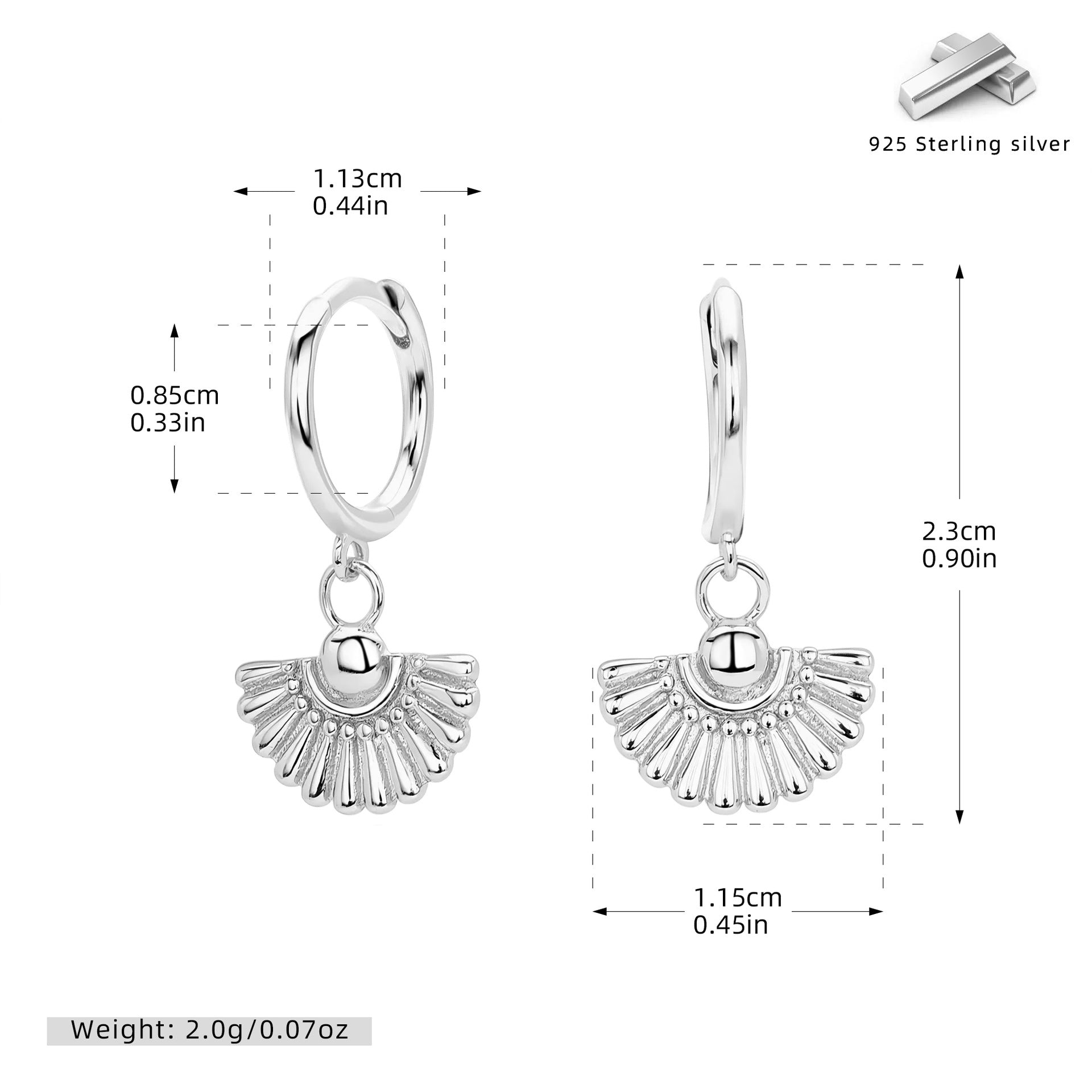 Damen Ohrhänger mit kunstvollem Fächerdesign aus 925 Sterling Silber Shop Nory