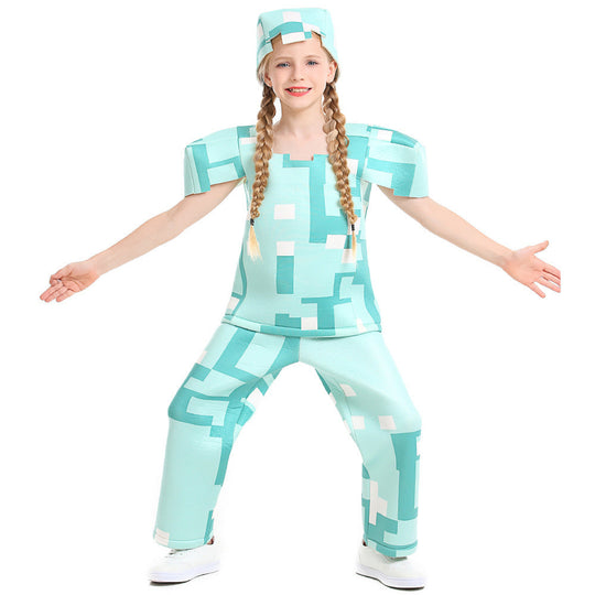 Mädchen Minecraft Kostüm mit geometrischem Muster und lässiger Passform Shop Nory
