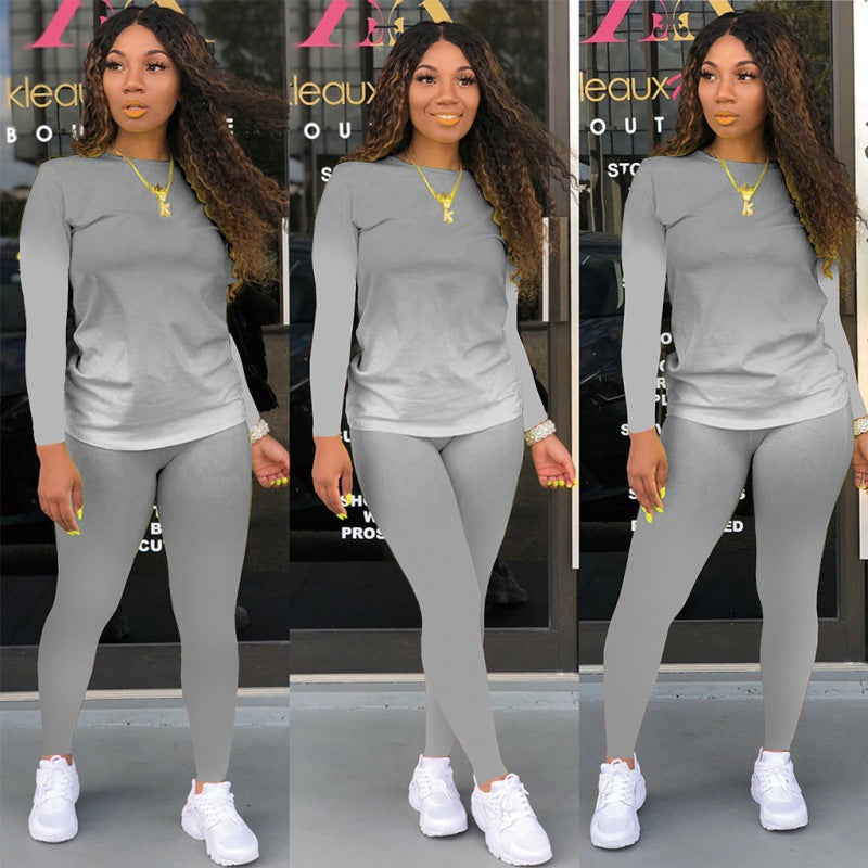 Damen Zweiteiliges Stretch-Set mit Langarmshirt und High-Waist-Leggings Shop Nory
