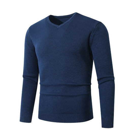 Herren Schmal geschnittener Feinstrick‑V‑Neck-Pullover mit Rippbund und atmungsaktiver Baumwollmischung Shop Nory