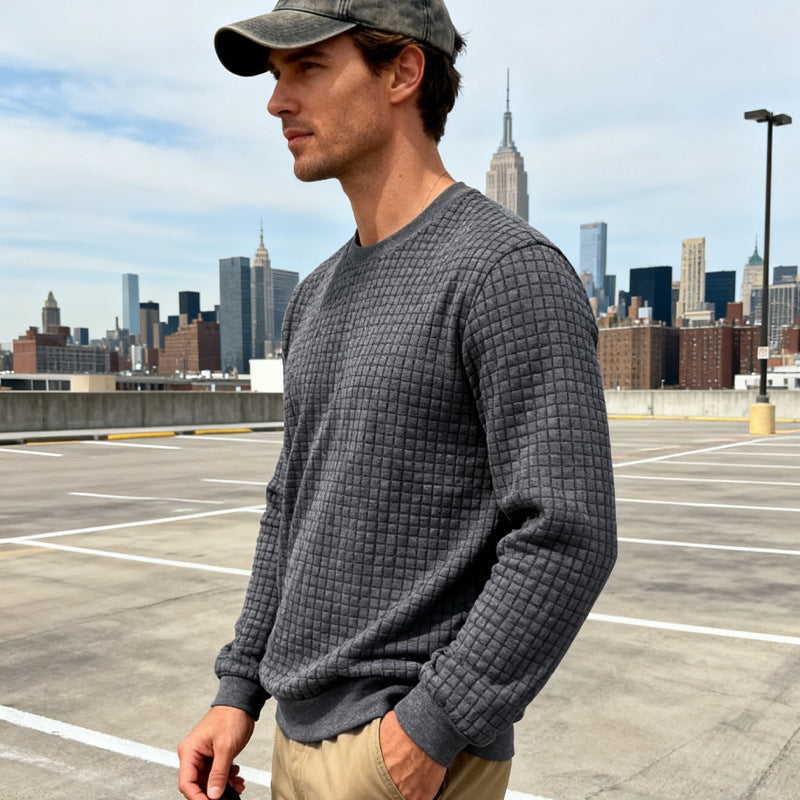 Herren Strukturierter Waffelstrick-Pullover aus Baumwollmix mit Rundhalsausschnitt Shop Nory