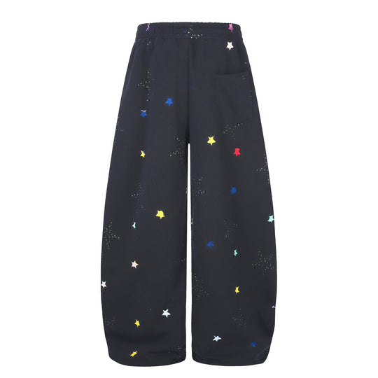 Damen Extraweite Palazzo-Capri-Sweathose mit Sternen-Print, Komfortbund und verstellbarem Saum Shop Nory