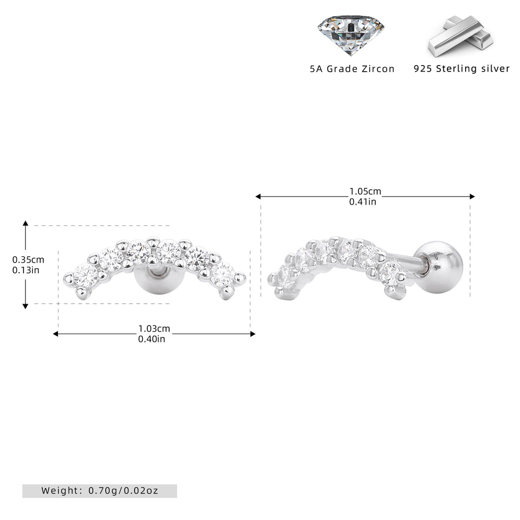 Damen Ohrstecker mit eleganter Bögen-Design aus 925 Sterling Silber Shop Nory