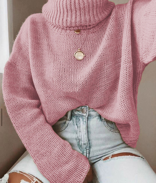 Damen Oversize Rollkragenpullover grobgestrickt mit weitem Schnitt Shop Nory