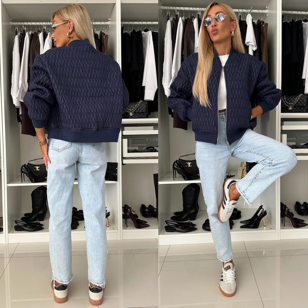 Damen elegante Steppjacke mit voluminösen Ärmeln
