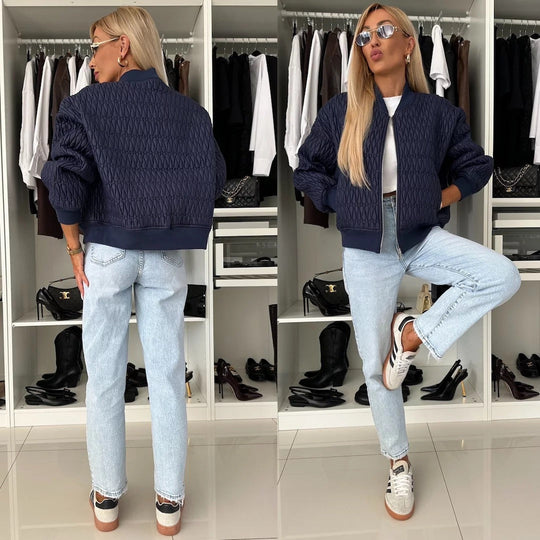 Damen elegante Steppjacke mit voluminösen Ärmeln