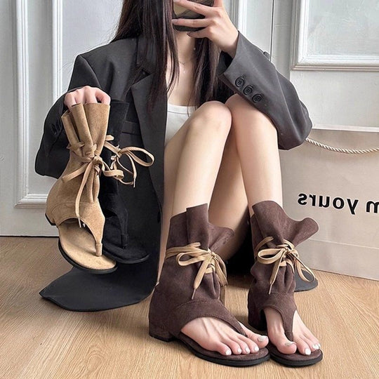 Damen Mittelhohe Sandalen‑Stiefelette mit Wickel‑Schnürung Shop Nory