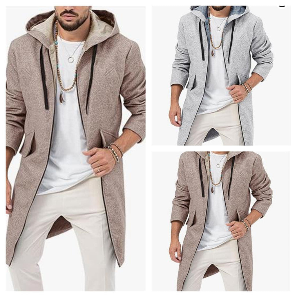 Herren modische Langjacke mit Kapuze