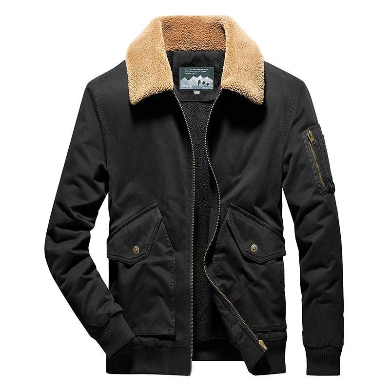 Herren Canvas-Fliegerblouson mit Sherpa-Innenfutter, Teddykragen und Utility‑Taschen Shop Nory