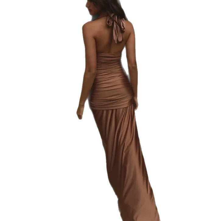 Damen Elegantes Wickelkleid mit tiefem V-Ausschnitt und figurformender Raffung Shopnory