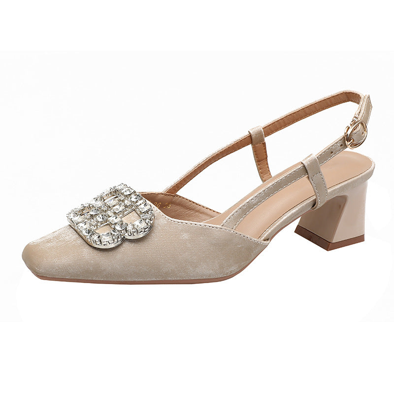 Damen Slingback-Pumps mit funkelndem Schmuck Shopnory