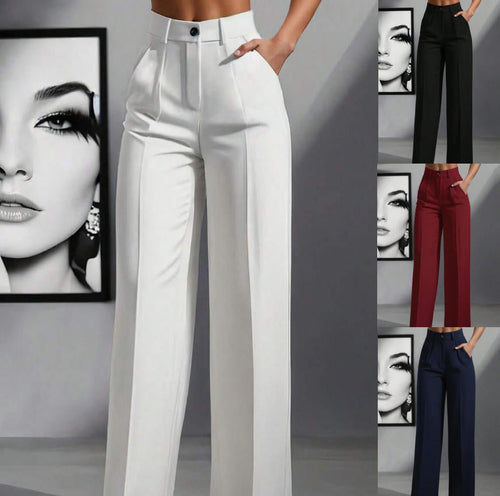 Damen elegante weite Bundfaltenhose