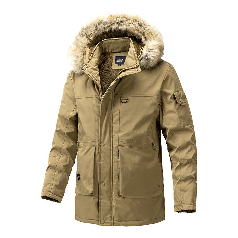 Herren Wärmegefütterte Parka-Jacke mit Kapuze und Teddyfutter Shop Nory
