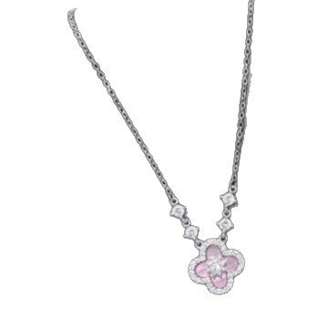 Damen Halskette mit kunstvollem Blumenanhänger und funkelnden Kristallen Shop Nory