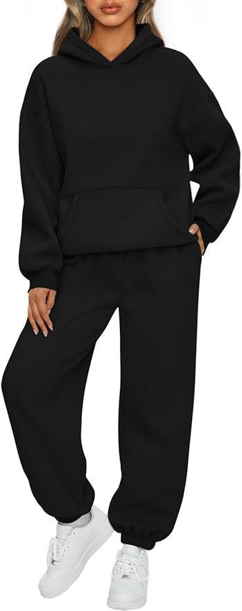 Damen nan luxuriöses Oversize-Loungewear-Set Kapuzenpullover mit Kängurutasche und weit geschnittene Jogginghose mit elastischen Knöchelabschlüssen Shop Nory