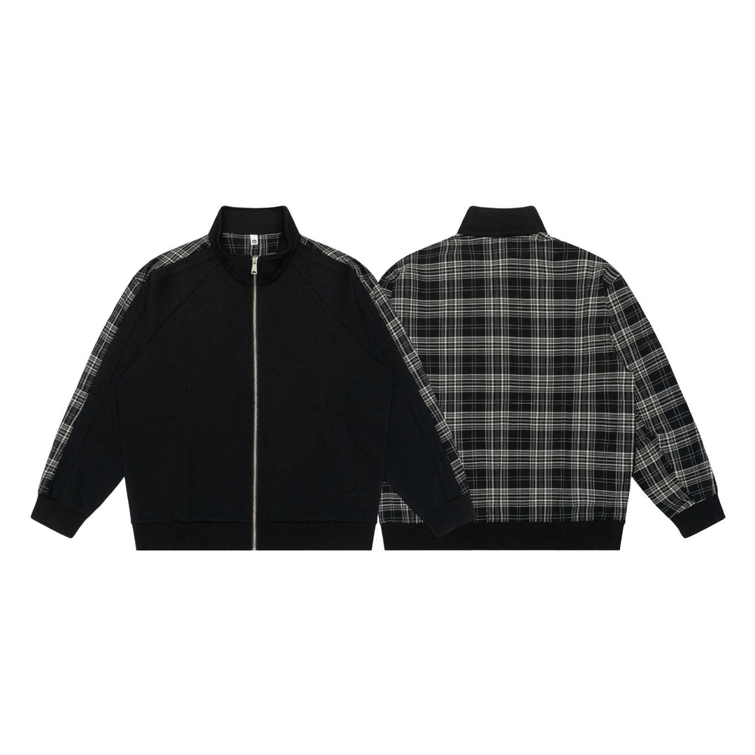 Damen Sweatjacke mit Stehkragen und kariertem Schulterstreifen Shop Nory