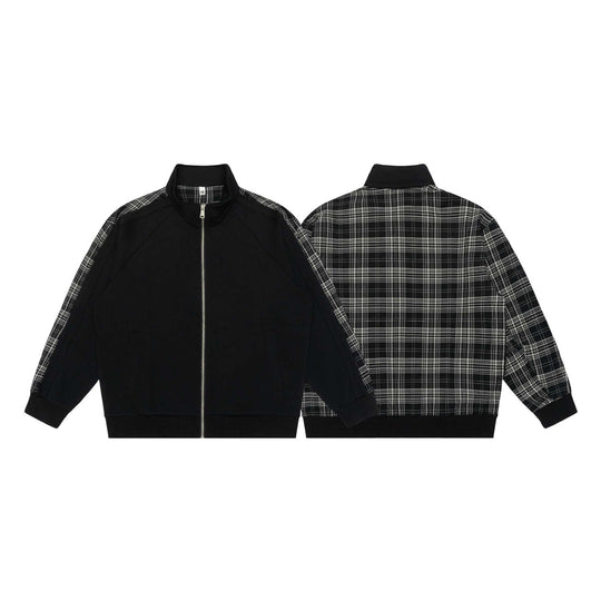 Damen Sweatjacke mit Stehkragen und kariertem Schulterstreifen Shop Nory