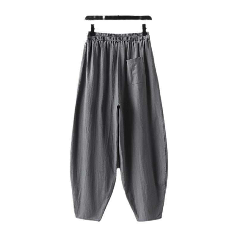 Damen Leichte Leinen-Haremshose mit elastischem Bund und schmal zulaufenden Knöcheln Shop Nory
