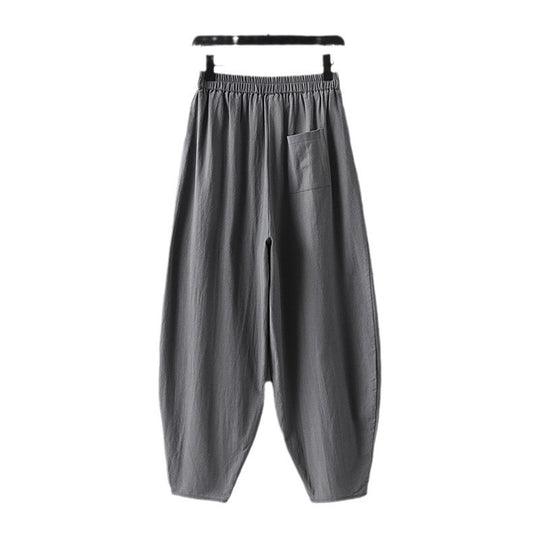 Damen Leichte Leinen-Haremshose mit elastischem Bund und schmal zulaufenden Knöcheln Shop Nory