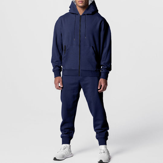 Herren nan zweiteiliges Trainingsset mit durchgehendem Reißverschluss, doppellagiger Kapuze und tapered Jogginghose Shop Nory