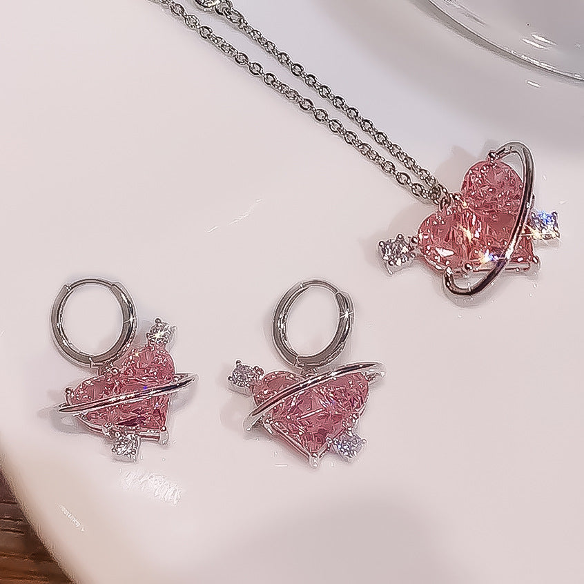 Damen Schmuckset mit herzförmigen Kristallanhängern Shop Nory