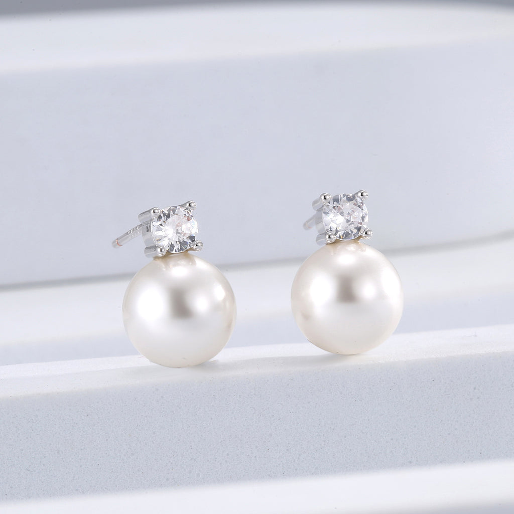 Damen Ohrstecker mit eleganten Perlen und funkelnden Zirkonia Shop Nory