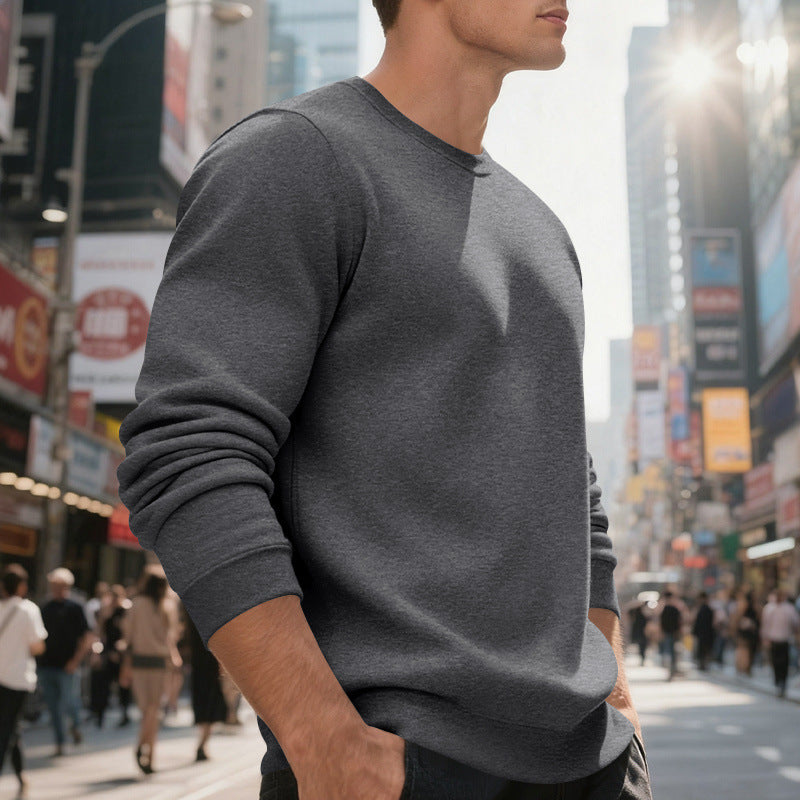 Herren lässiger Rundhals-Sweatshirt aus hochwertigem Baumwollmix mit strukturiertem Material