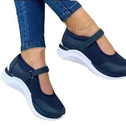 Damen Atmungsaktive Mary-Jane Sneaker mit Klettverschluss und Keilsohle Shop Nory