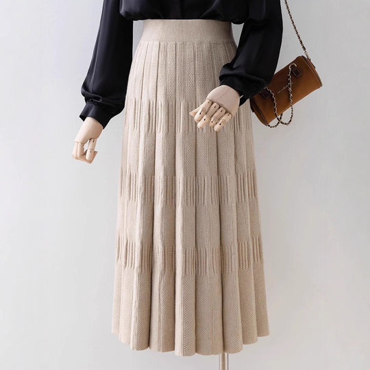 Damen Eleganter plissierter Midirock mit hohem Bund Shop Nory