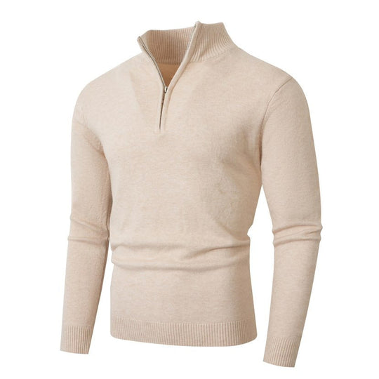 Herren Strickpullover mit modernem Stehkragen und hochwertigem Reißverschluss