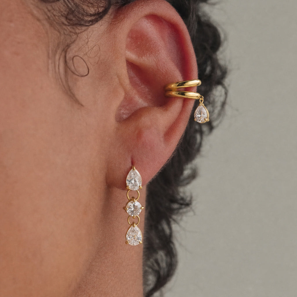 Damen Ohrhänger aus hypoallergenem Edelstahl mit funkelnden Zirkonia-Details Shop Nory