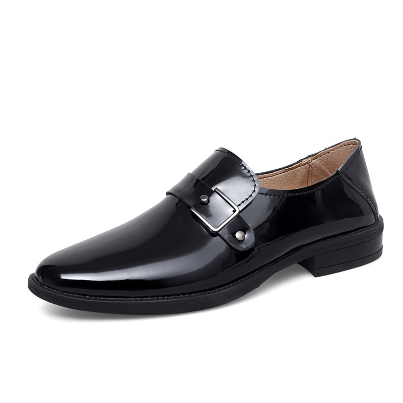 Herren eleganter Leder Slipper mit dekorativem Riemen